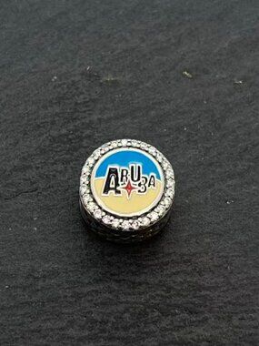 Pandora Aruba Flag Exclusive Bead Charm Sterling Silver Jewelry